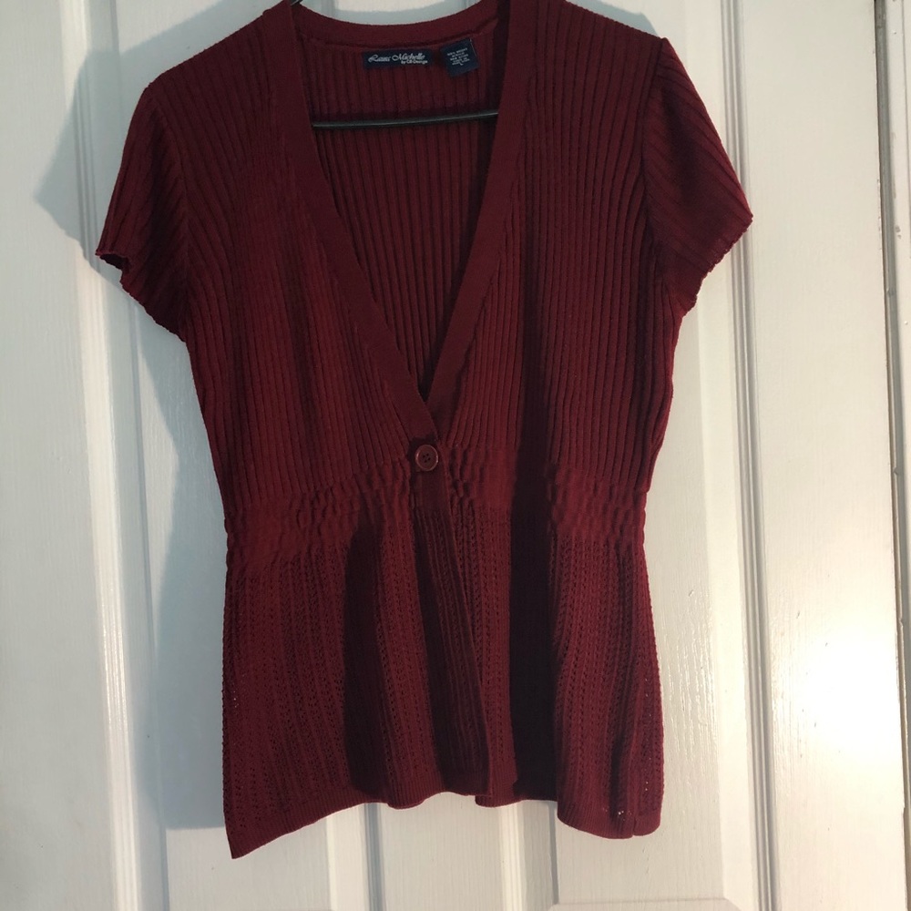 Laura Michelle burgundy cardigan in large EUC